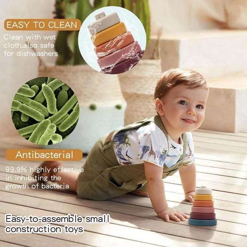 Silicone Baby Stacking Blocks - Construction Activity Toy