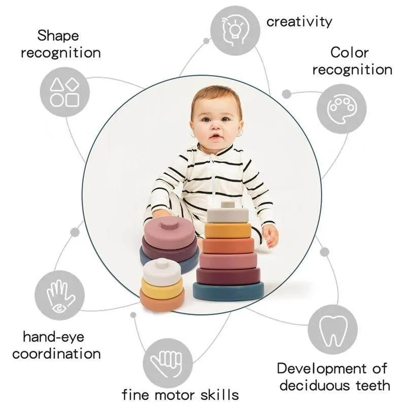 Silicone Baby Stacking Blocks - Construction Activity Toy