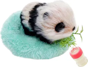 Silicone Panda, 5 Inch Soft Mini Realistic Panda as Piglet Companion with Sleeping Pad and Accessories for Kids' Birthday
