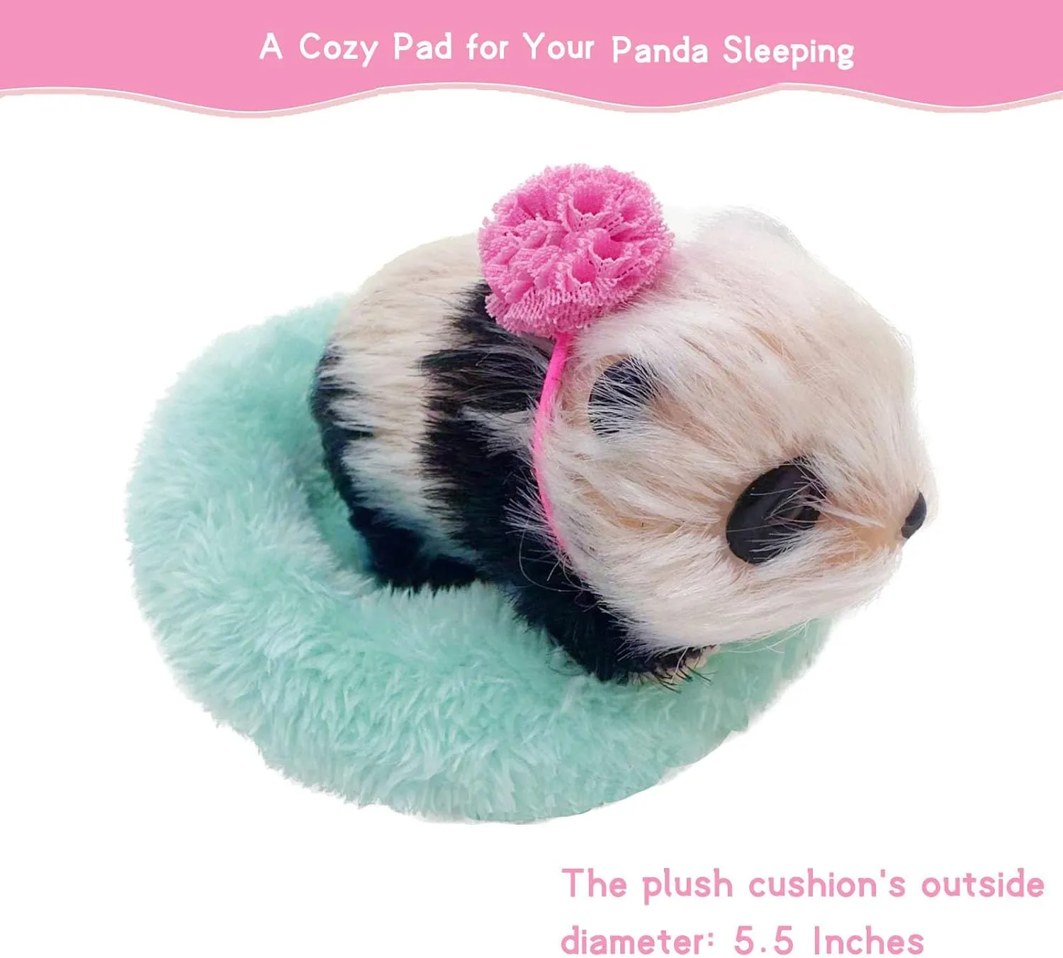 Silicone Panda, 5 Inch Soft Mini Realistic Panda as Piglet Companion with Sleeping Pad and Accessories for Kids' Birthday