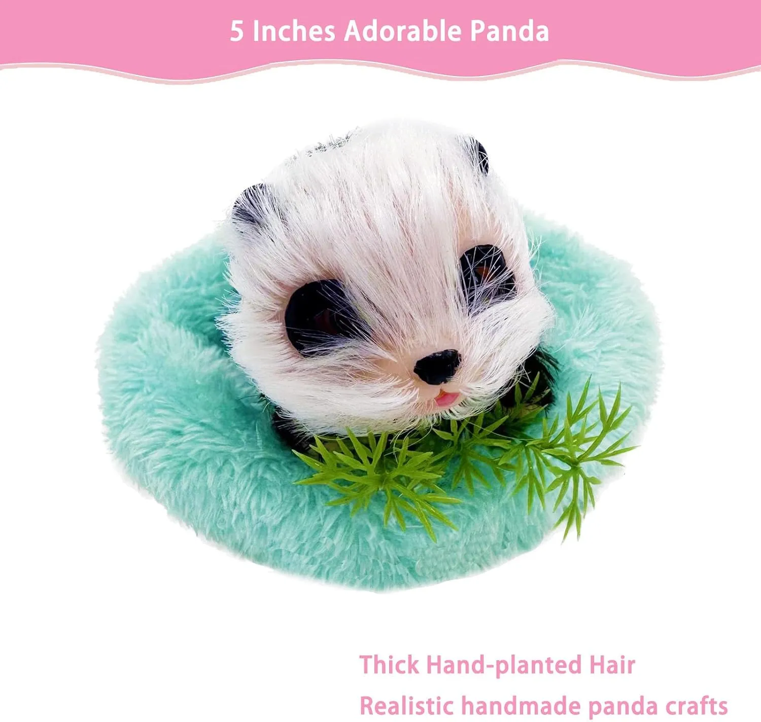 Silicone Panda, 5 Inch Soft Mini Realistic Panda as Piglet Companion with Sleeping Pad and Accessories for Kids' Birthday