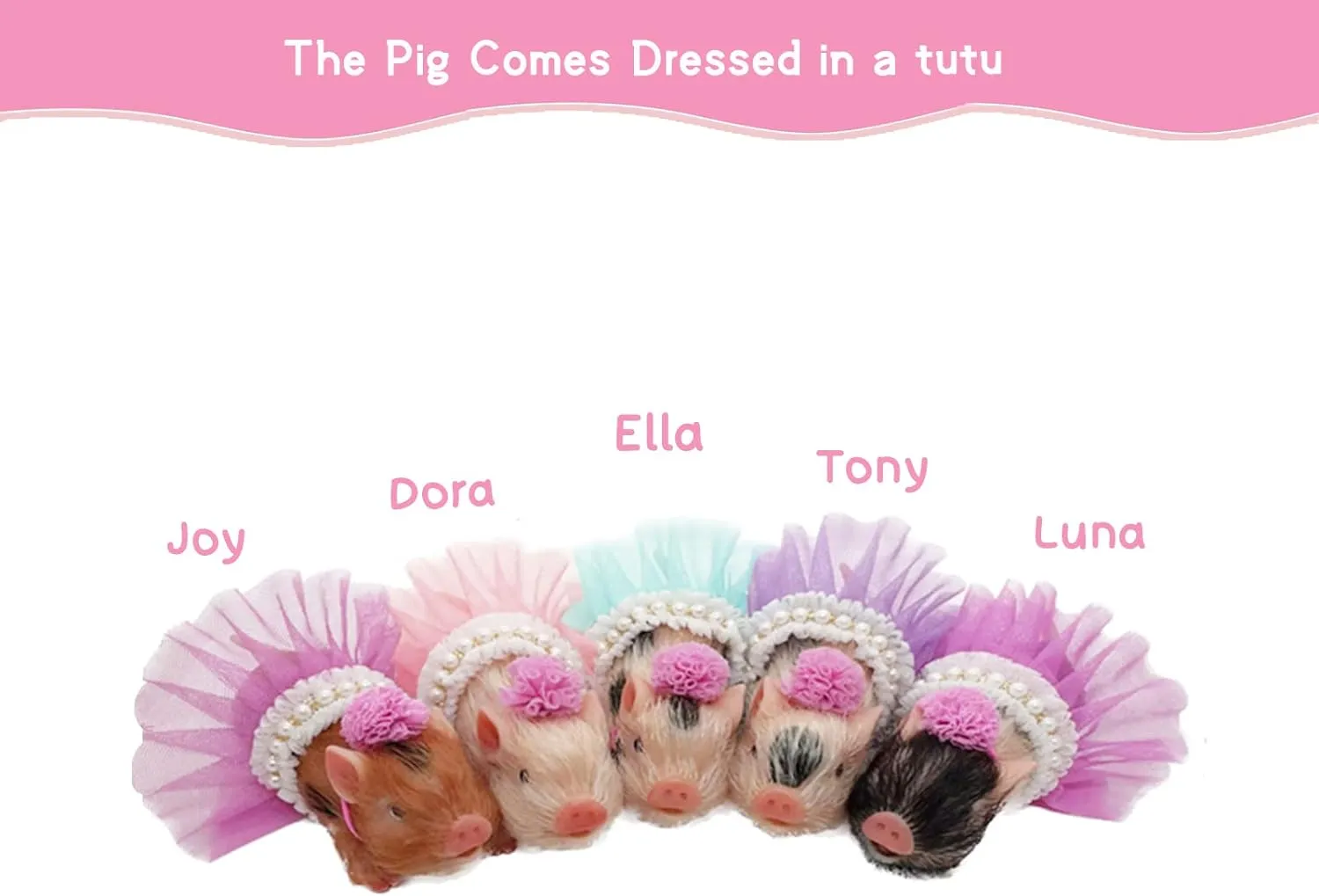Silicone Piglet, 5 Inches Soft Mini Realistic Piglet with Sleeping Pad Accessories for Kids Boy Girl Birthday (Ella)