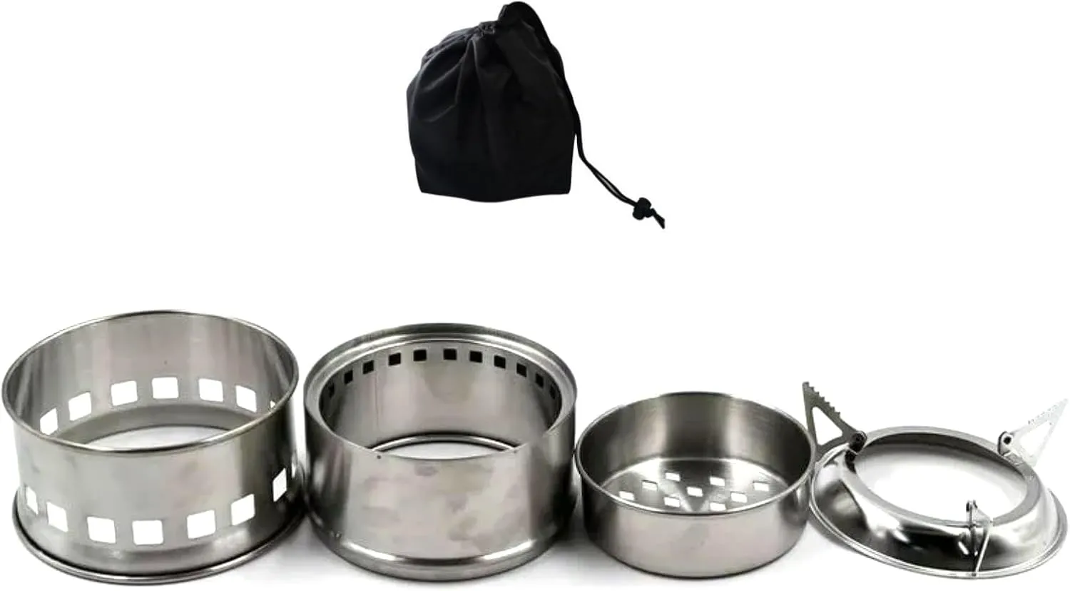 Silver Steel Portable Ultralight Camping Burner with Support Stove for Outdoor Camping, Hiking, Backpacking Parts B