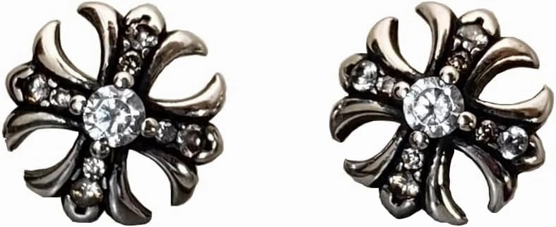 Silvery Cross Stud Earrings, Cubic Zirconia Stud，Chrome Earrings for Men Women, stainless Steel Cross Dangle Hoop & Ear Stud Fashion Piercing Jewelry