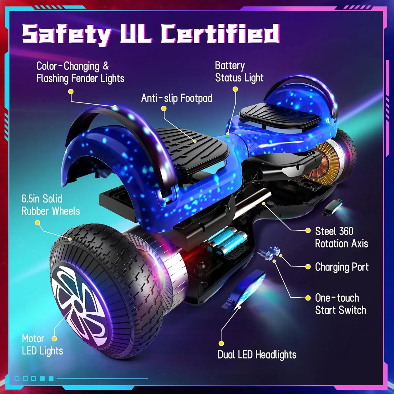 SISIGAD Scooter, 6.5" Flash Wheels & Corlorful LED Lights, All for Girls Boys Kids Ages 6 