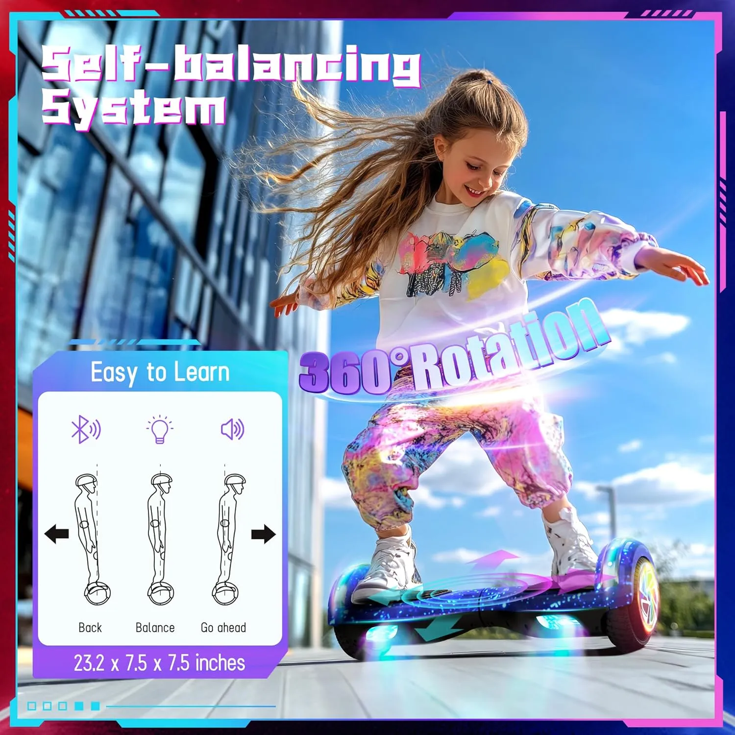 SISIGAD Scooter, 6.5" Flash Wheels & Corlorful LED Lights, All for Girls Boys Kids Ages 6 
