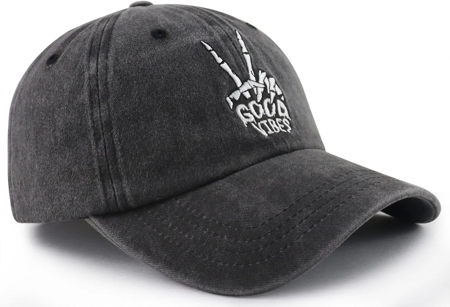 Skeleton Hand Hat for Men Women, Funny Adjustable Cottom Embroidered Skull Finger Baseball Cap