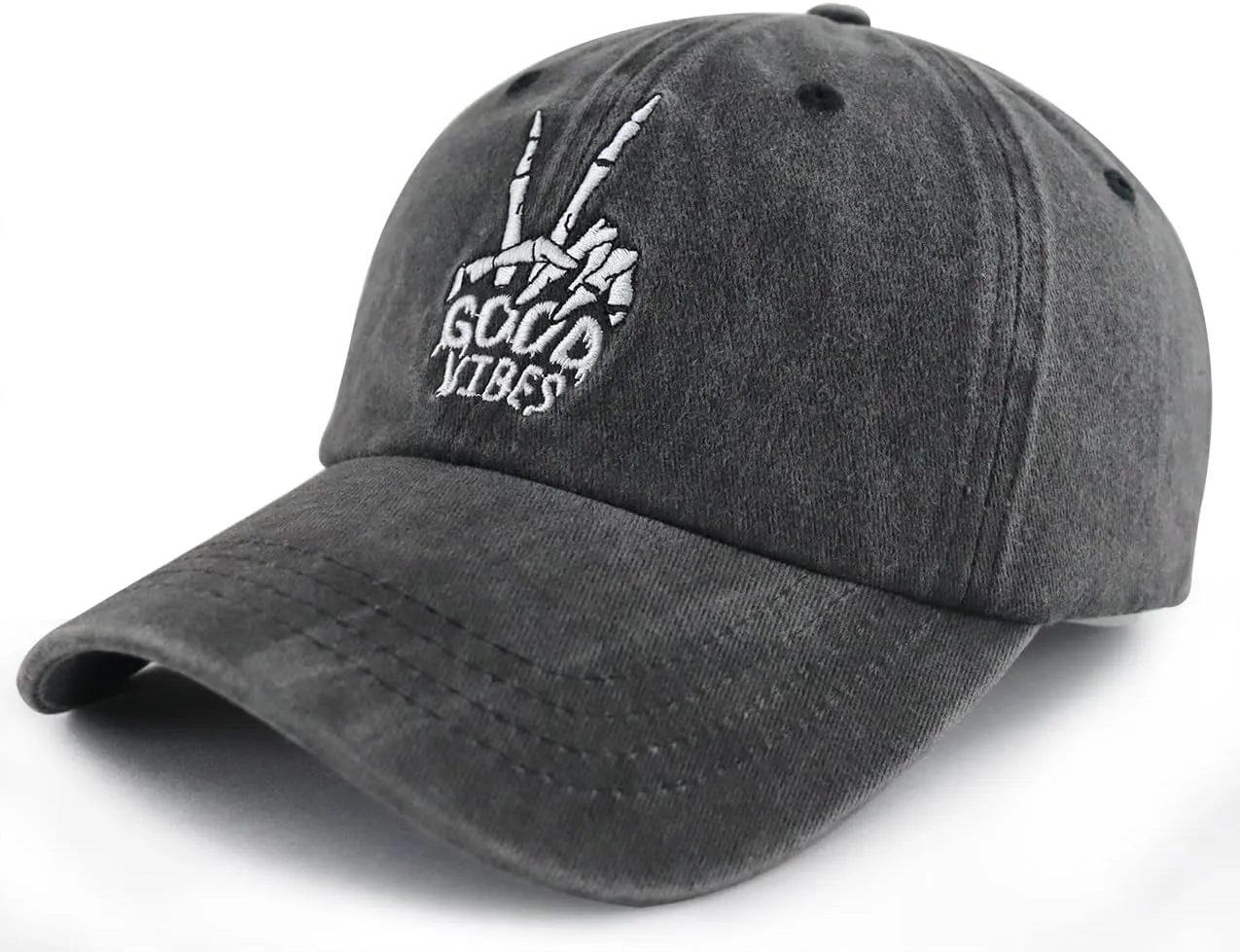 Skeleton Hand Hat for Men Women, Funny Adjustable Cottom Embroidered Skull Finger Baseball Cap