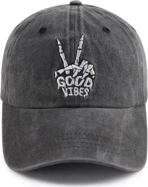 Skeleton Hand Hat for Men Women, Funny Adjustable Cottom Embroidered Skull Finger Baseball Cap