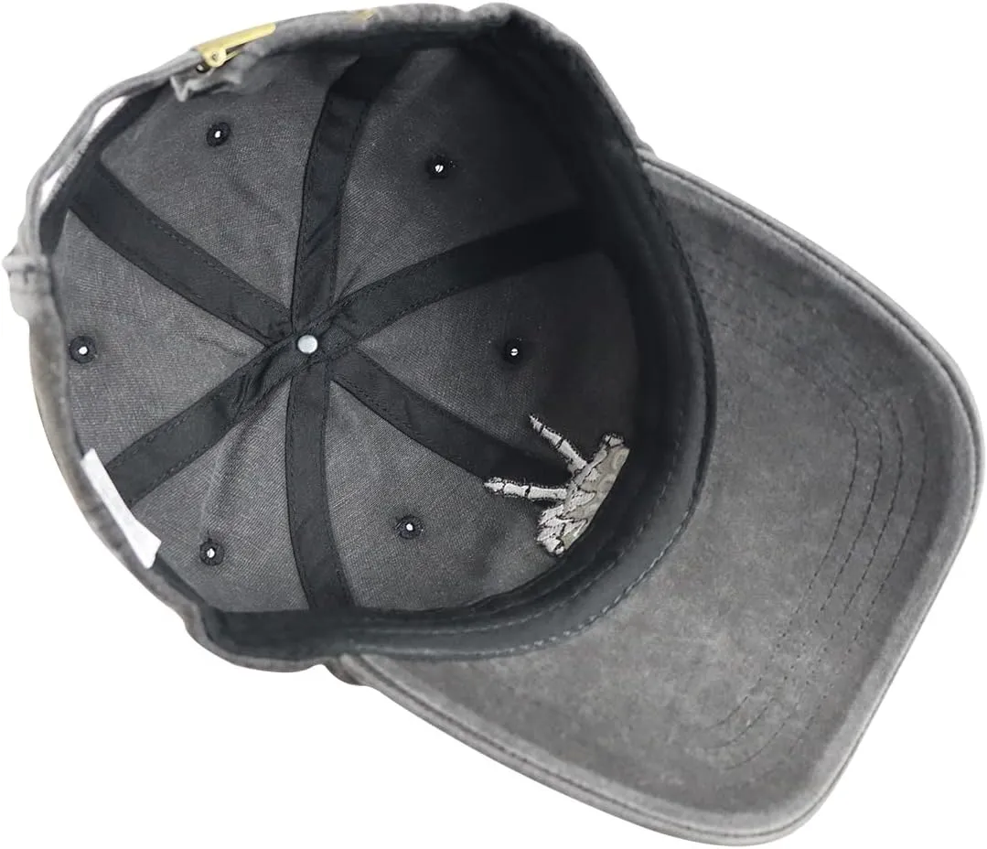 Skeleton Hand Hat for Men Women, Funny Adjustable Cottom Embroidered Skull Finger Baseball Cap