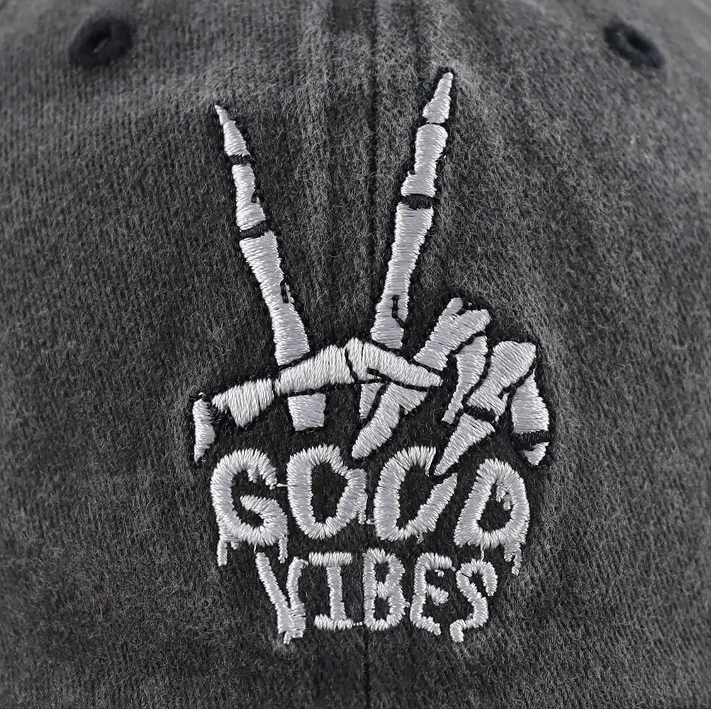 Skeleton Hand Hat for Men Women, Funny Adjustable Cottom Embroidered Skull Finger Baseball Cap