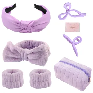 skincare face wash Spa Headband and Wristband Set Top Knotted Headbands Big Hair Claw Clips Butterfly Hair Accessories Quilted Makeup Bag Blank Cards Gifts for Women and Teen Girl Gifts Trendy Stuff