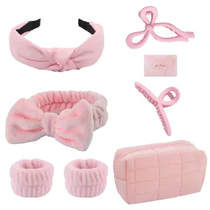skincare face wash Spa Headband and Wristband Set Top Knotted Headbands Big Hair Claw Clips Butterfly Hair Accessories Quilted Makeup Bag Blank Cards Gifts for Women and Teen Girl Gifts Trendy Stuff