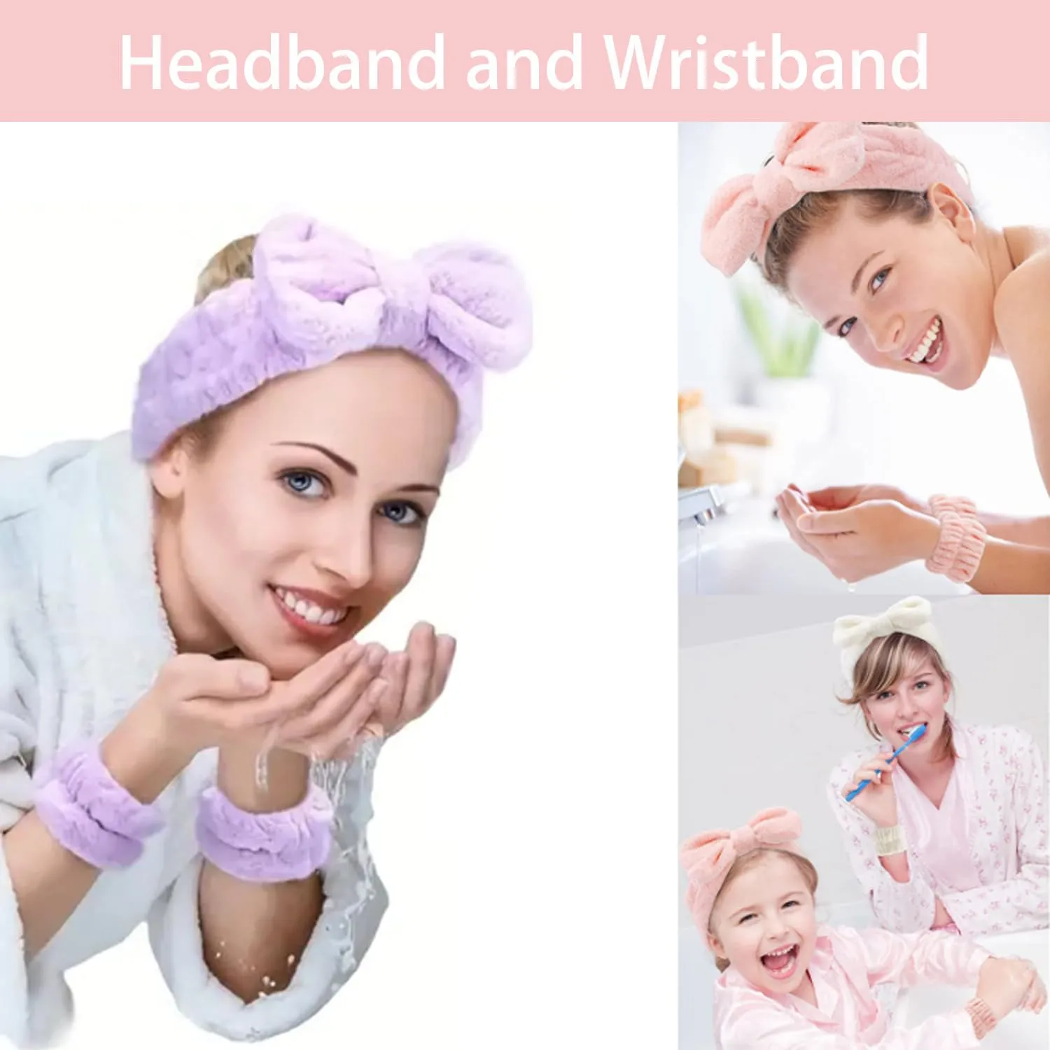 skincare face wash Spa Headband and Wristband Set Top Knotted Headbands Big Hair Claw Clips Butterfly Hair Accessories Quilted Makeup Bag Blank Cards Gifts for Women and Teen Girl Gifts Trendy Stuff