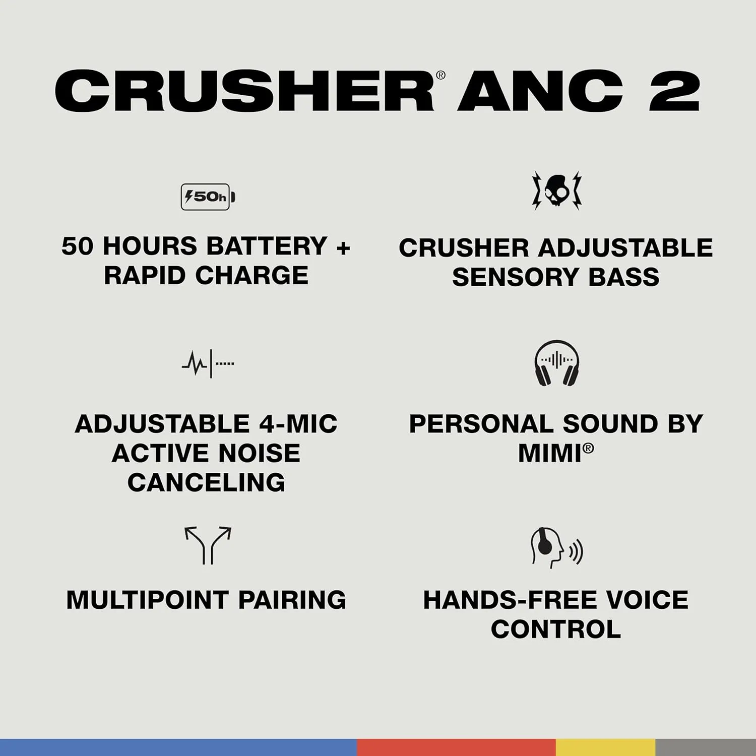 Skullcandy Crusher ANC 2 Wireless Over-Ear Bluetooth Headphones with Multi-Sensory Bass, Active Noise Cancelling, Up to 60 Hours Battery, Microphone for iPhone Android - Realtree Edge Colors Pink