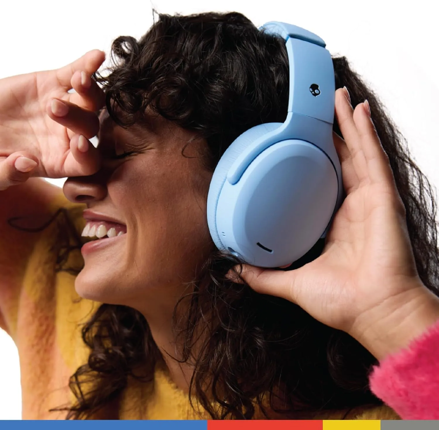 Skullcandy Crusher ANC 2 Wireless Over-Ear Bluetooth Headphones with Multi-Sensory Bass and Charging Cable, Active Noise Cancelling, Up to 60 Hours Battery, Microphone for iPhone Android - Preppy Blue