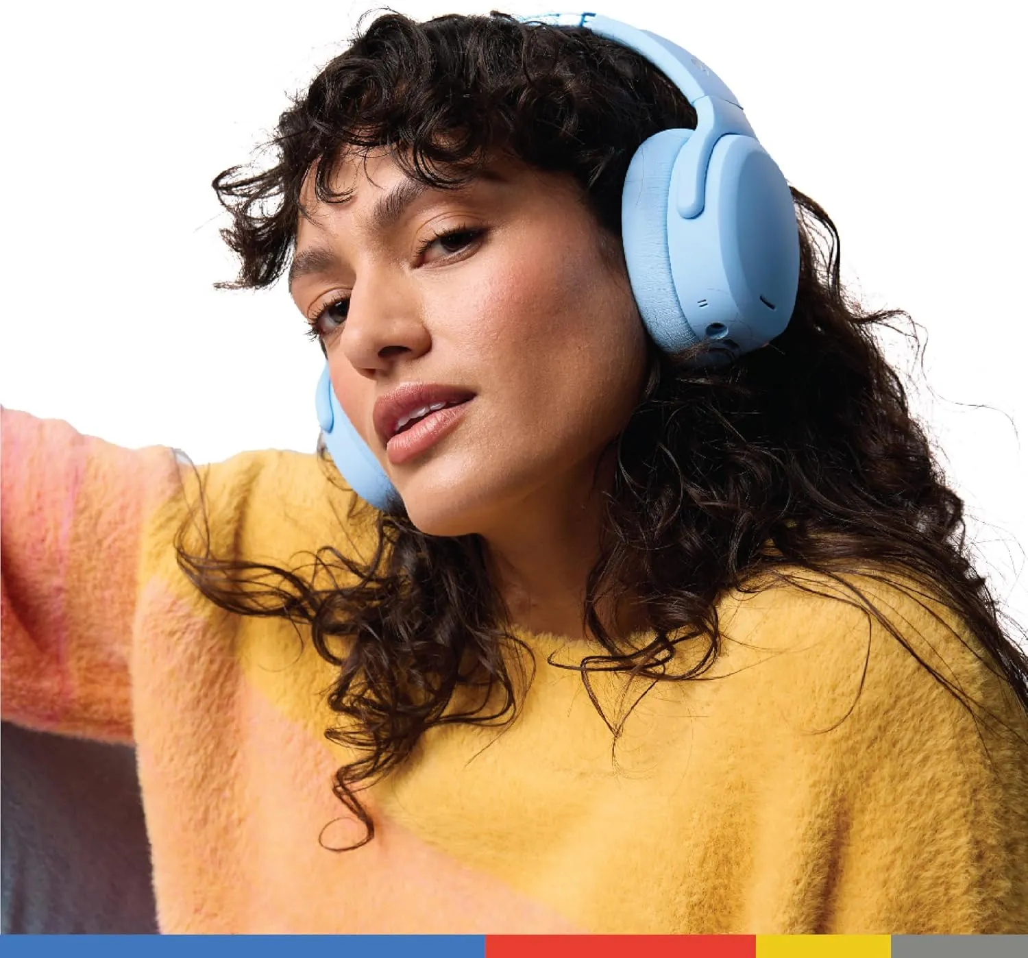Skullcandy Crusher ANC 2 Wireless Over-Ear Bluetooth Headphones with Multi-Sensory Bass and Charging Cable, Active Noise Cancelling, Up to 60 Hours Battery, Microphone for iPhone Android - Preppy Blue