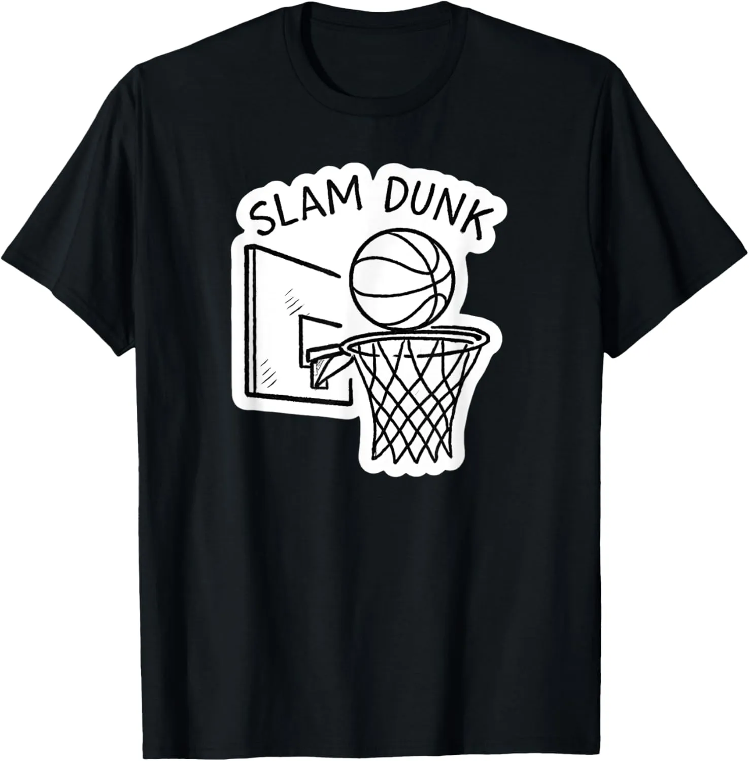 Slam Dunk Basketball - Hand-Drawn Hoop & Ball Sketch T-Shirt