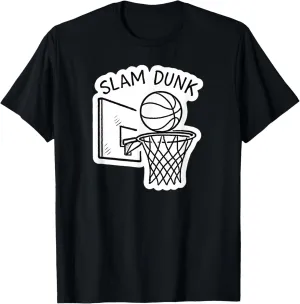 Slam Dunk Basketball - Hand-Drawn Hoop & Ball Sketch T-Shirt