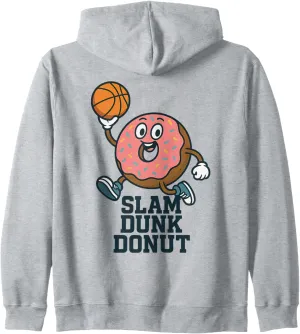 Slam Dunk Donut Funny Basketball Meme Pun Food Lovers Zip Hoodie