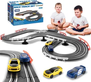 Slot Car Race Track Sets, Battery or Electric Race Car Track for Boys and Kids, Two High-Speed Slot Cars for Dual Racing with 2 Controllers, Boys Toys Gift for 6 7 8 9 10 11 12 Years Old Kids