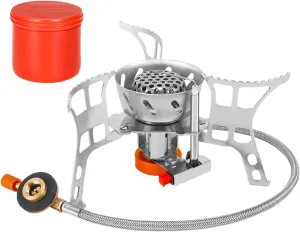 Small Camp Stove - Portable Burner | Small Folding Outdoor Burner With Tank Adapter | Outdoor Cooking Accessories, Single Burner Camping Equipment For Traveling