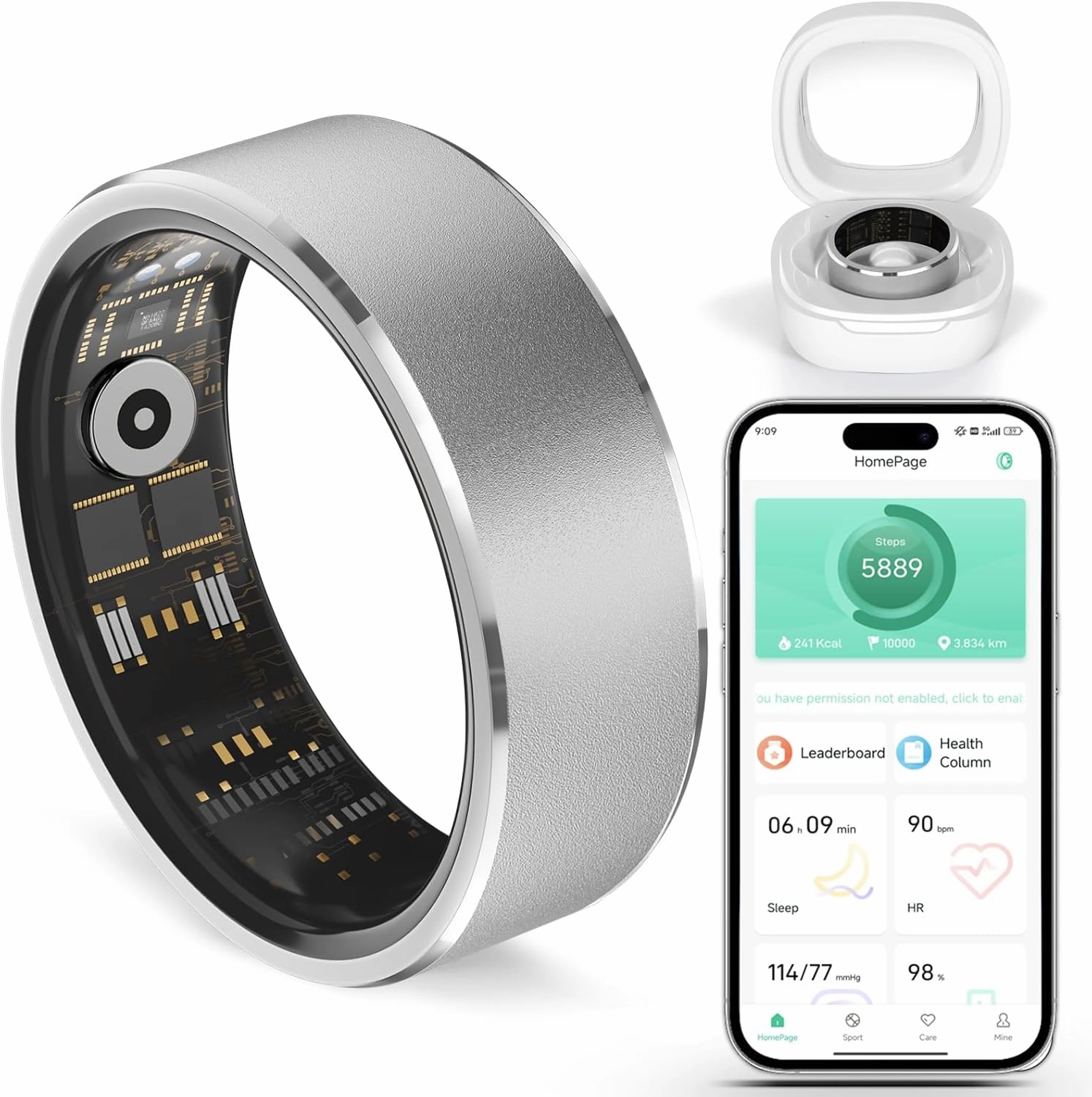 Smart Fitness Ring for Men & Women – Health & Activity Tracker with Heart Rate, Sleep Monitoring, Blood Oxygen, Motion Tracking, and Remote Camera Control, Waterproof & No Subscription Required