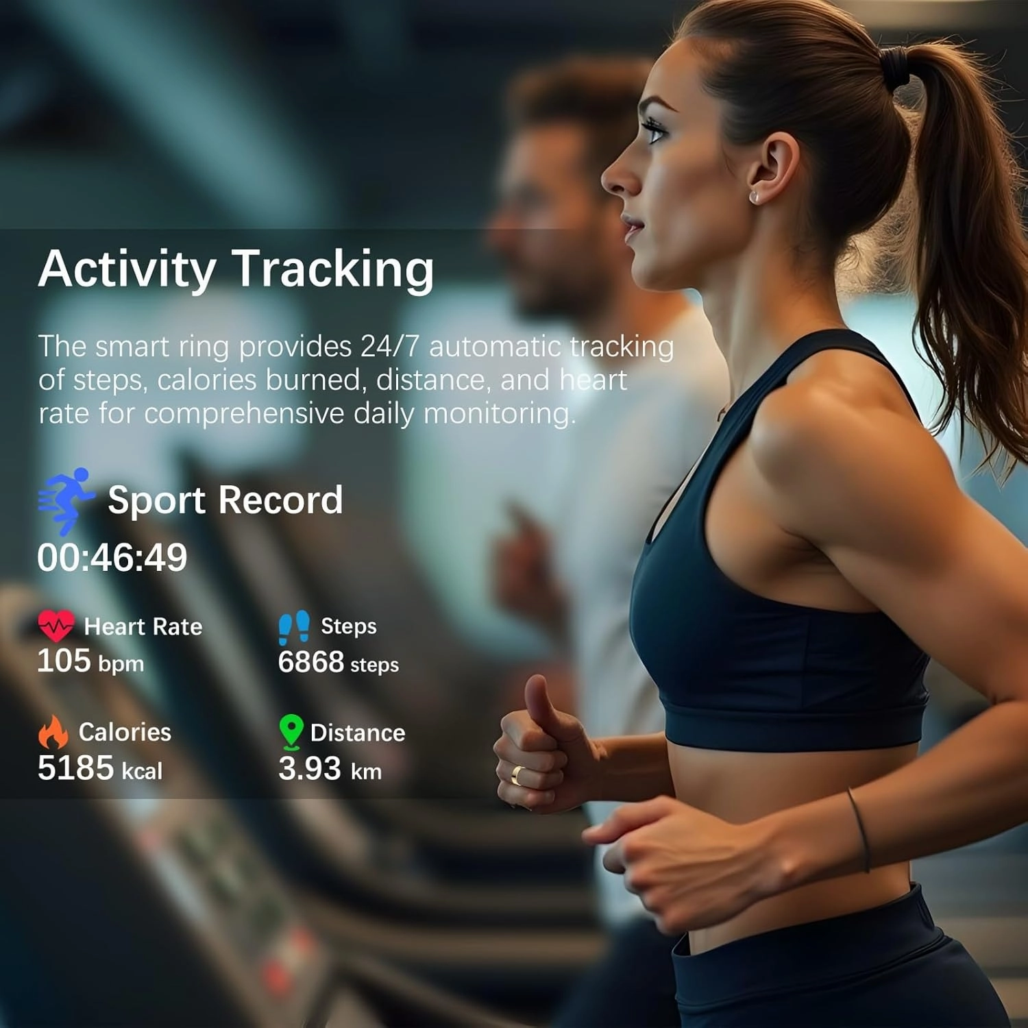 Smart Health Ring for Women Men, Fitness Tracker Ring with Heart Rate, Blood Oxygen, Sleep Tracker, Step Tracker, No Subscription Fee, IP68 Waterproof Smart Ring for iPhone & Android (Gold, 11#)