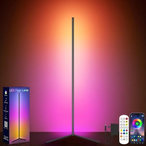 Smart RGB LED Corner Floor Lamp, App & Remote Control, Music Sync, 16 Million Colors, Modern Standing Light for Living Room, Bedroom