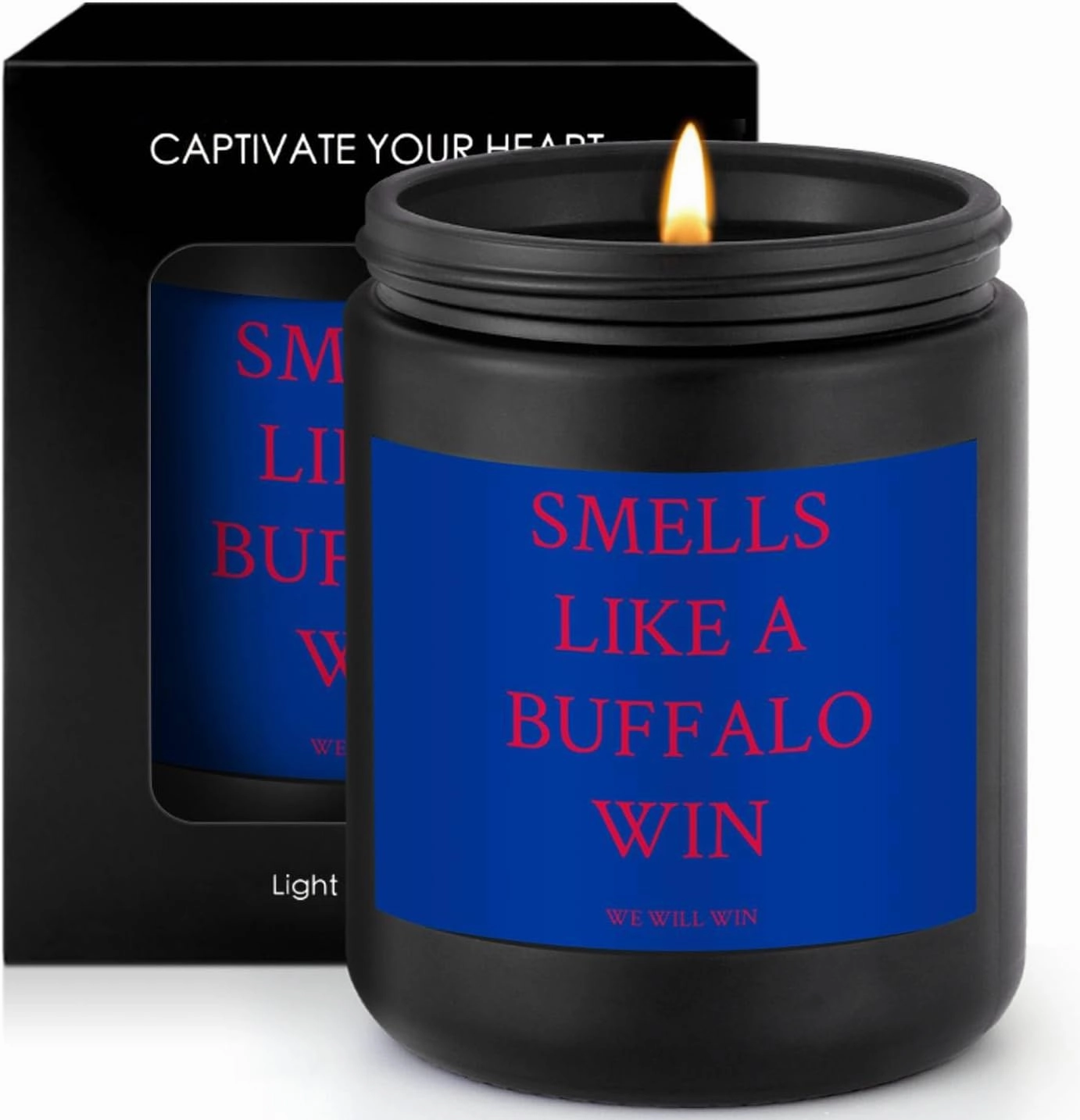 Smells Like A Buffalo Win Scented Candle Football Themed Merch Fan Shop Men Women Sport Stuff Gear Decor Bills Team Accessories Bf Boyfriend Naughty Weird Novelty Cool Special Present Funny Gift