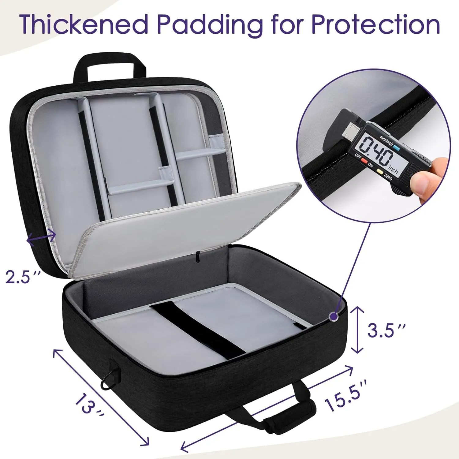 SNIGJAT Audio Mixer Case (Size:15.5"x 13" x 6"), Protective DJ Mixer Bag with 10mm Padding, Large-Capacity Recording Equipment Bag Soft with Adjustable Storage for Cables, Podcast Gear and Mics, Black