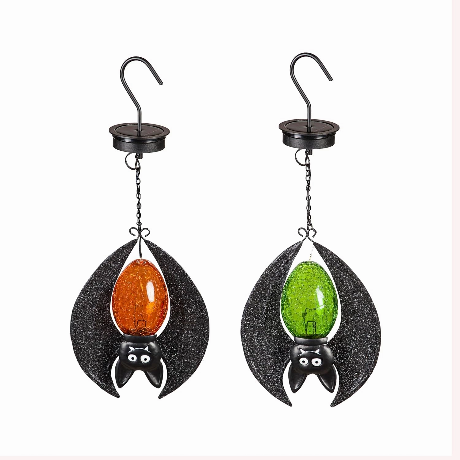 Solar Lighted Halloween Hanging Bat, Set of 2 | Halloween Decor for Indoor Outdoor Yard Garden Patio Party