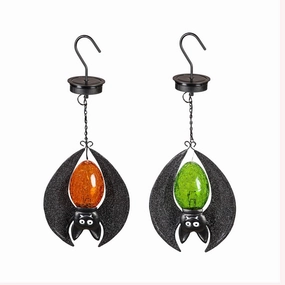 Solar Lighted Halloween Hanging Bat, Set of 2 | Halloween Decor for Indoor Outdoor Yard Garden Patio Party