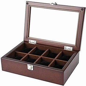 Solid Wood Watch Box Storage 8 Slot Case Display Souvenir Gift Simple Retro for Rings Earrings Necklaces Fine Storage Box