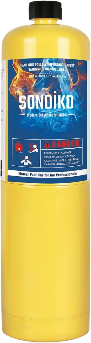 Sondiko Pre-Filled Gas Torch Style Cylinder, Standard Propane Fuel Cylinder, Propane Hand Torch Cylinder, Portable and Convenient Fuel Source, Durable Steel Construction