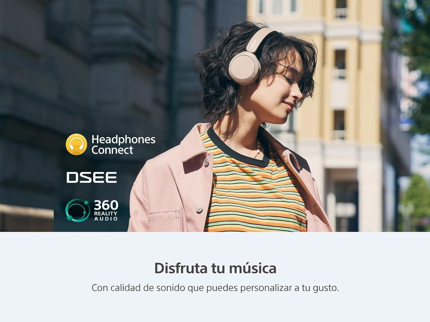 Sony WH-CH520 Best Wireless Bluetooth On-Ear Headphones with Microphone for Calls and Voice Control, Up to 50 Hours Battery Life with Quick Charge Function, Includes USB-C Charging Cable - Beige