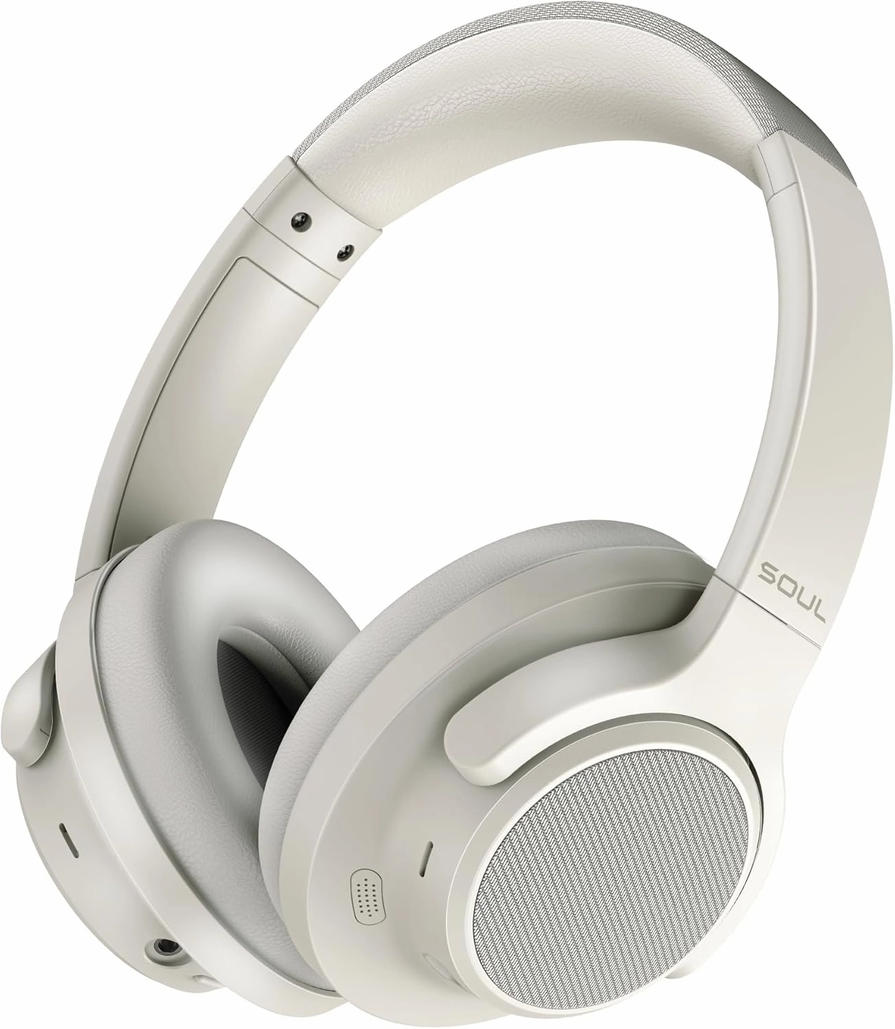 Soul Ultra Wireless Active Noise Cancelling Headphones, Wireless Over-Ear Bluetooth Headphones,100H Playtime, USB-C Quick Charging, Hi-Res Audio, Deep Bass, for Travel, Sport, Gym (Beige)