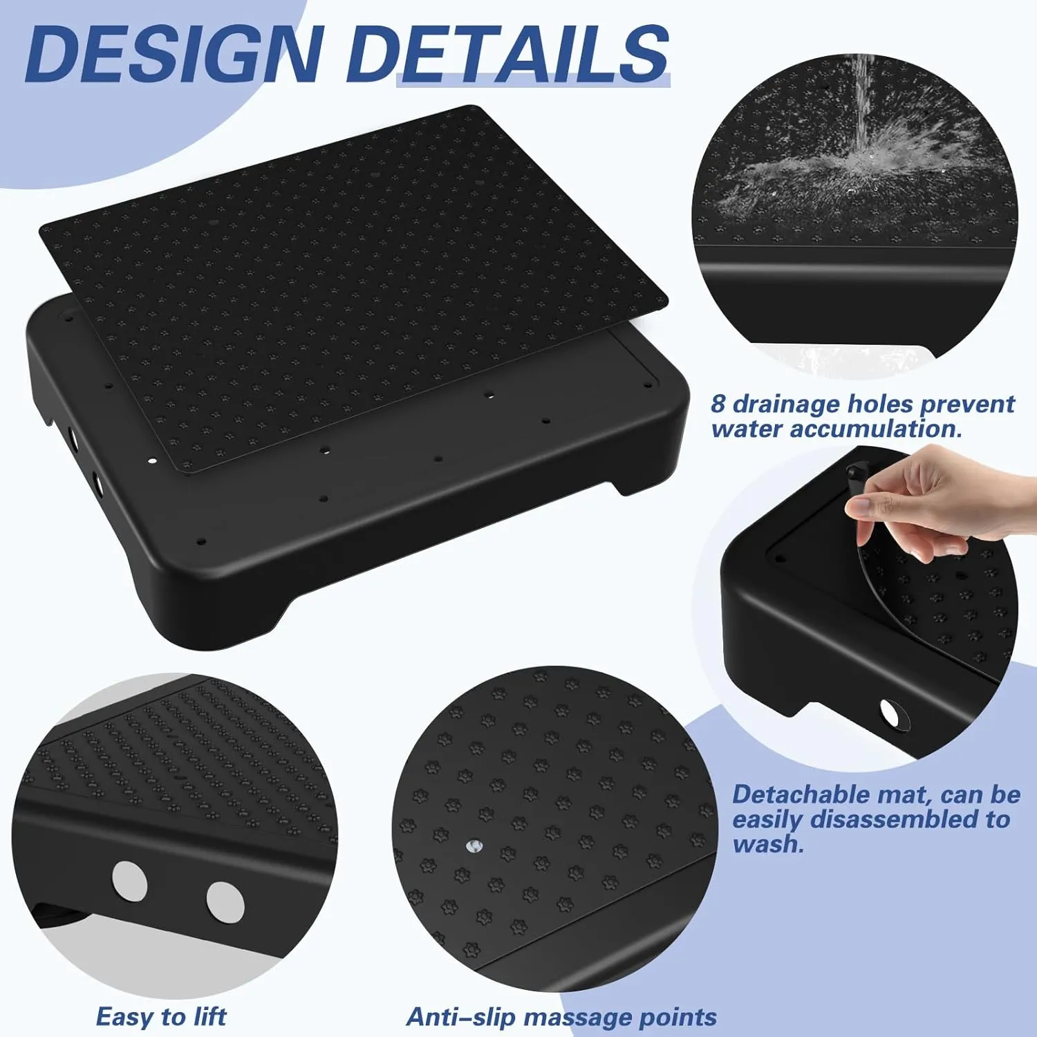 SOYO Mobility One Step Stool, Heavy Duty Indoor Outdoor Non-Slip Small Step Platform Assistive Device for Adult Elderly, Standing Support and Step Riser for Car, Bed, Door, Stair, Bathroom Black-Black