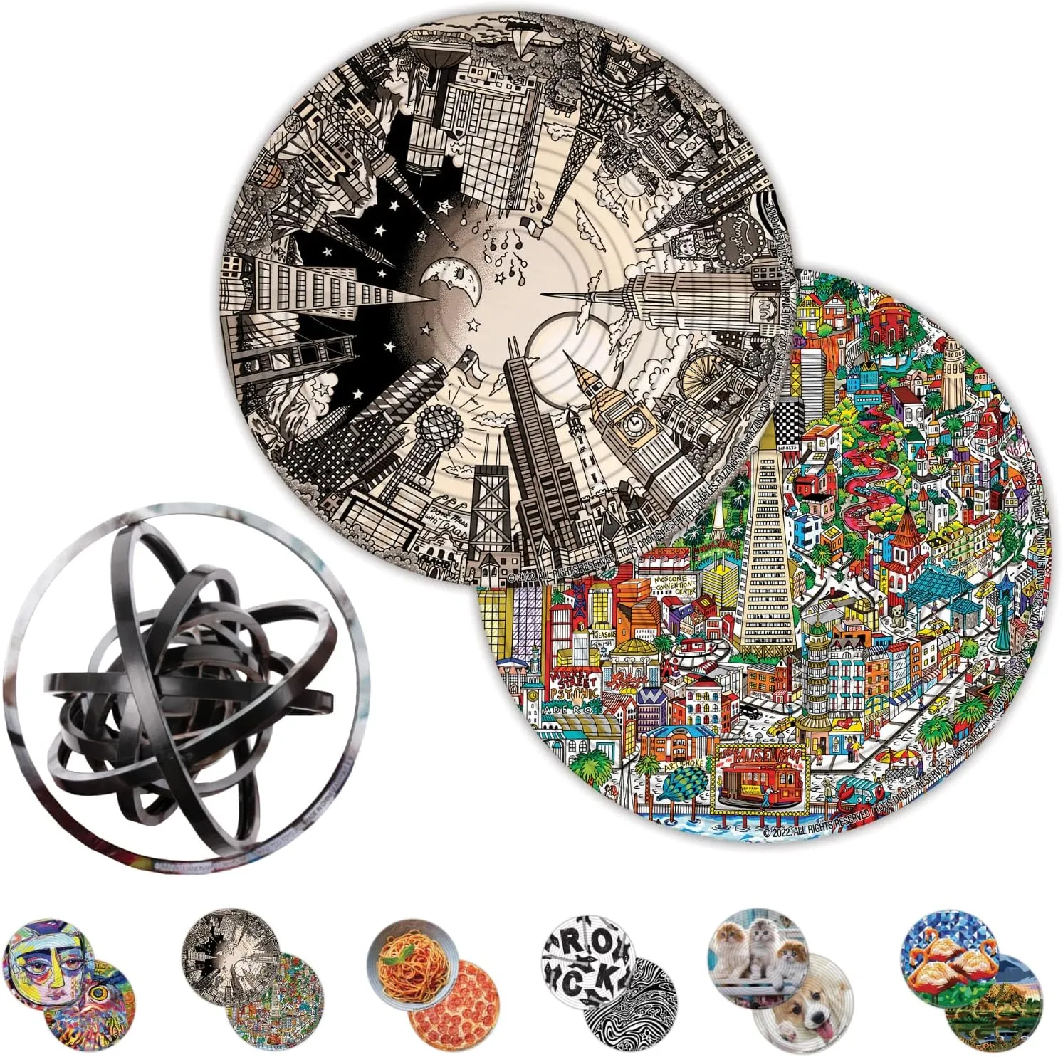 Spin Flip Puzzle - Charles Fazzino - Spin it, Flip it, Solve it! for Those who Love Brain teasers! Adult Fidget Toy. Great Gift for Mom, Dad, Teens, Men and Women