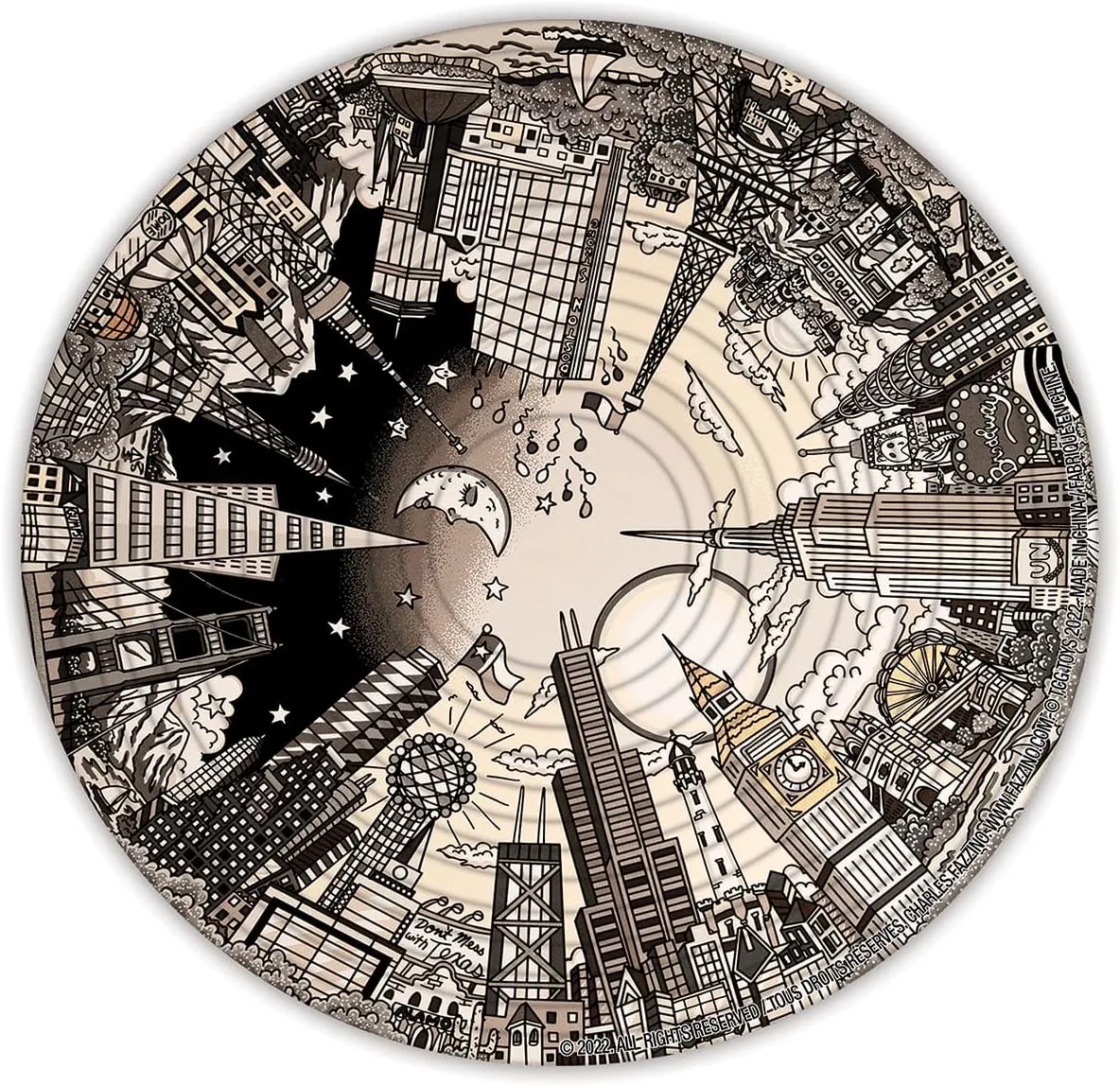 Spin Flip Puzzle - Charles Fazzino - Spin it, Flip it, Solve it! for Those who Love Brain teasers! Adult Fidget Toy. Great Gift for Mom, Dad, Teens, Men and Women
