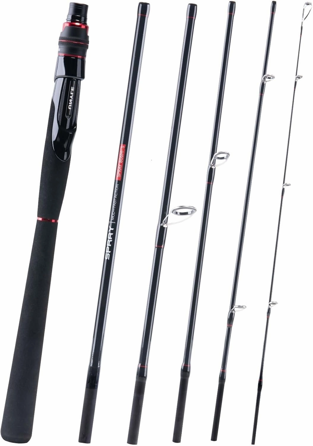 Spinning & Casting Fishing Rods, 6.5/6.9/7.9ft Ultralight 24T Carbon Fiber Travel Fishing Rod, 6 Piece Portable Fishing Rod with Extra Tip Section for Saltwater Freshwater