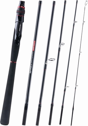 Spinning & Casting Fishing Rods, 6.5/6.9/7.9ft Ultralight 24T Carbon Fiber Travel Fishing Rod, 6 Piece Portable Fishing Rod with Extra Tip Section for Saltwater Freshwater