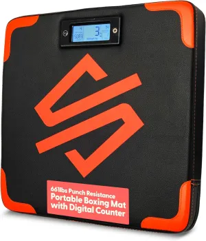 SQUATZ Boxing Pad with Digital Counter, Portable Punching Mitts for Home Gym Training, 661 Lbs Max Strength, 0.79’’ Foam Protection, Includes Fasteners & Power Cord, 16”x16”x3”