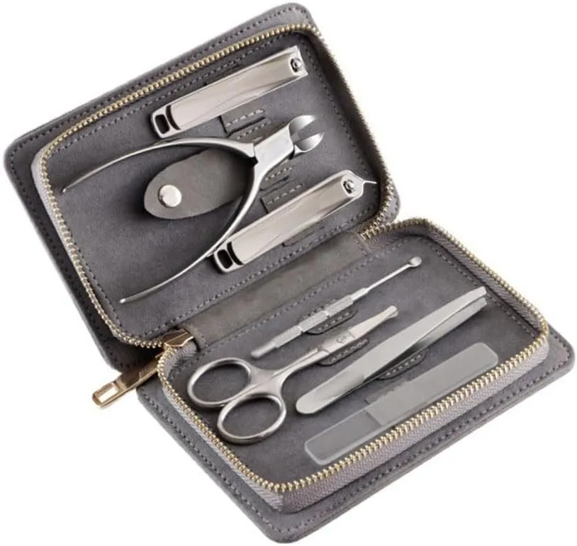 Stainless Steel 7 Piece Nail Clipper Set Scissors Pliers Manicure Nail Tools for Home Use (D 15.7 * 11cm)