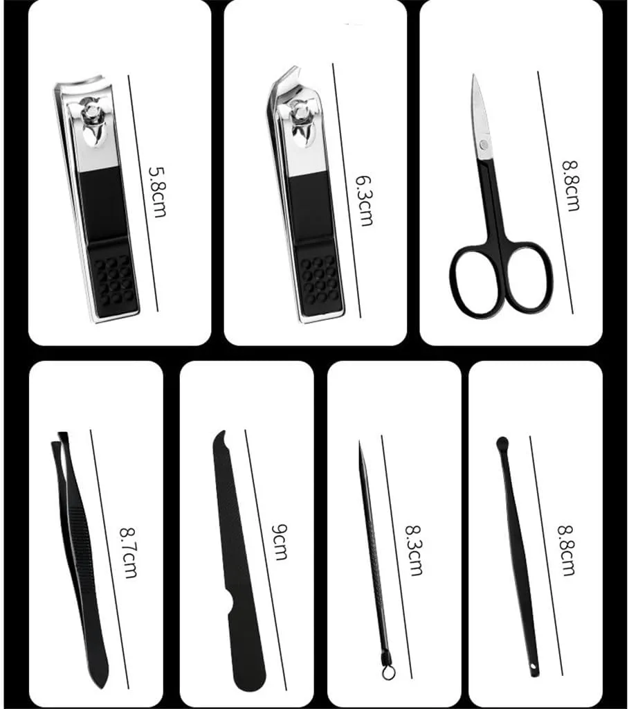 Stainless Steel Black Nail Clipper Set Nail Clippers Business 7 Piece Nail Clippers Manicure Tools
