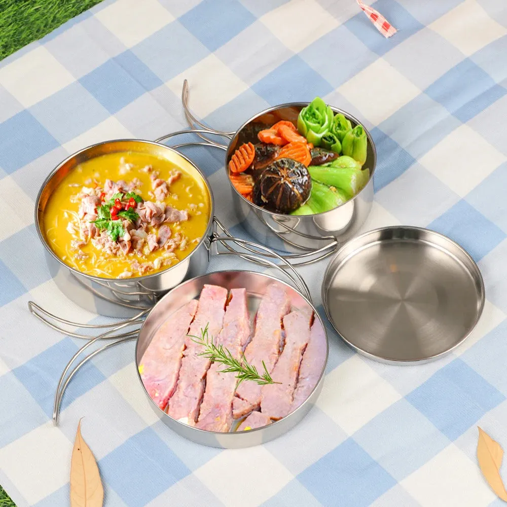 Stainless steel camping cooking harness set