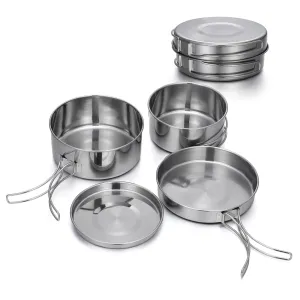 Stainless steel camping cooking harness set