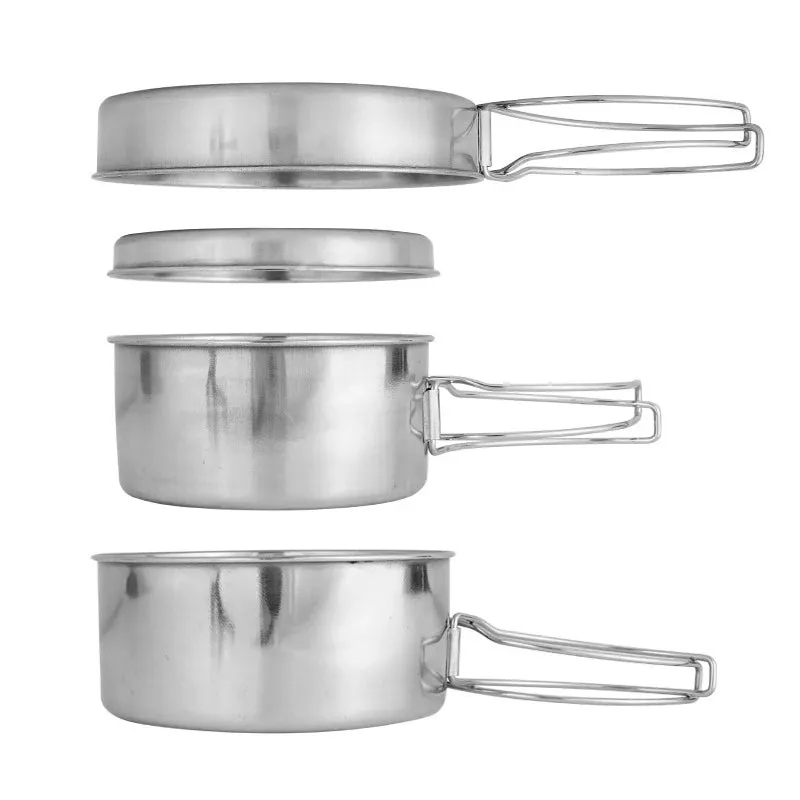 Stainless steel camping cooking harness set