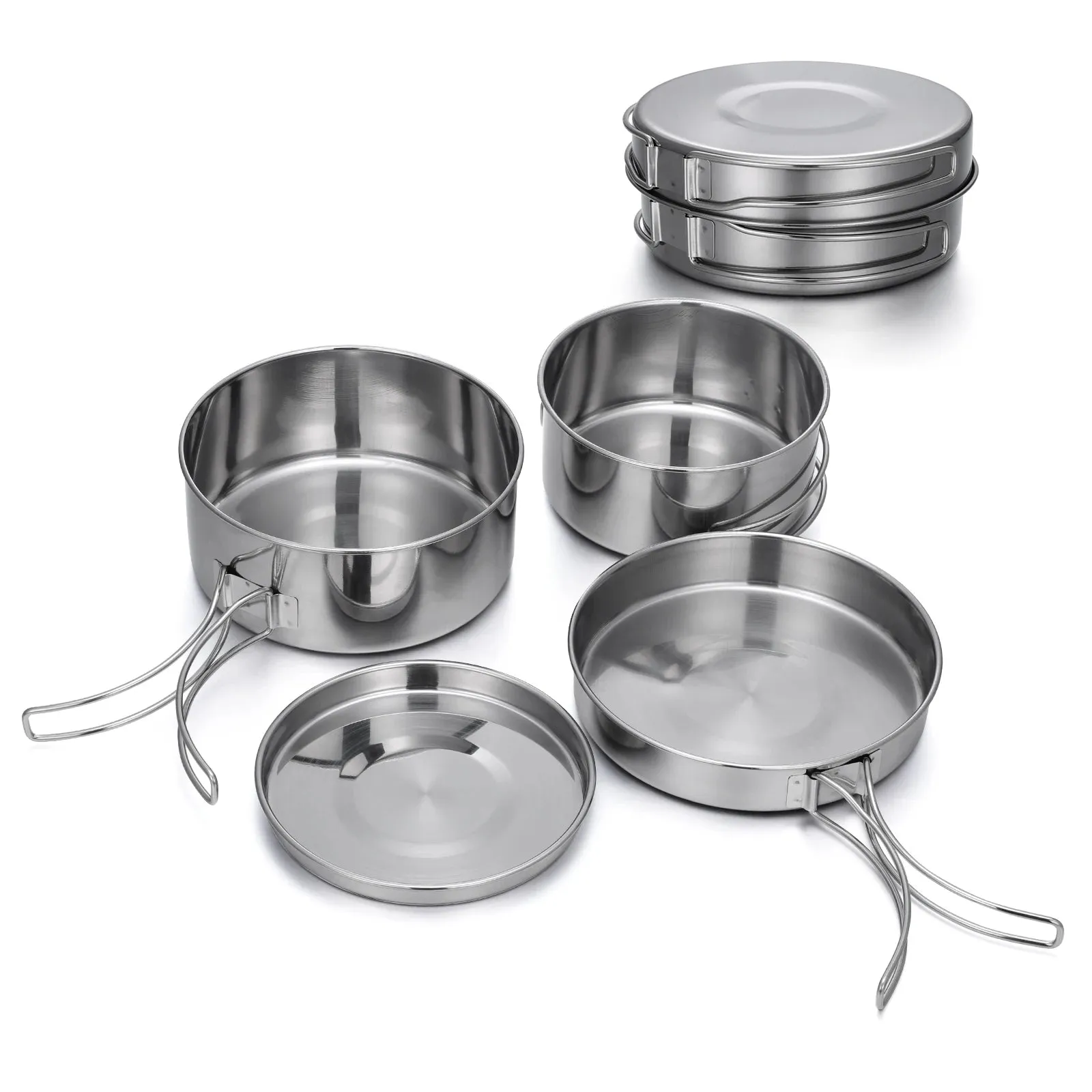 Stainless steel camping cooking harness set