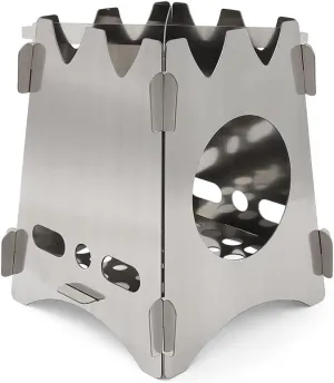 Stainless Steel Camping Stove,Portable Lightweight Burning Backpacking Stove for Outdoor Cooking Picnic Hunting Folding Wood Fire Stove